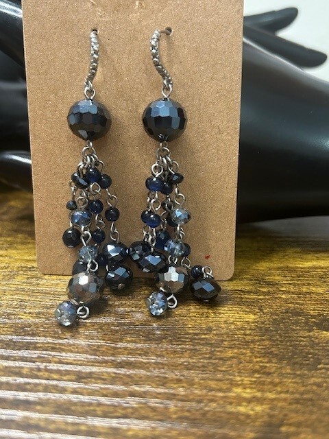 Blue Glass Beaded Earrings