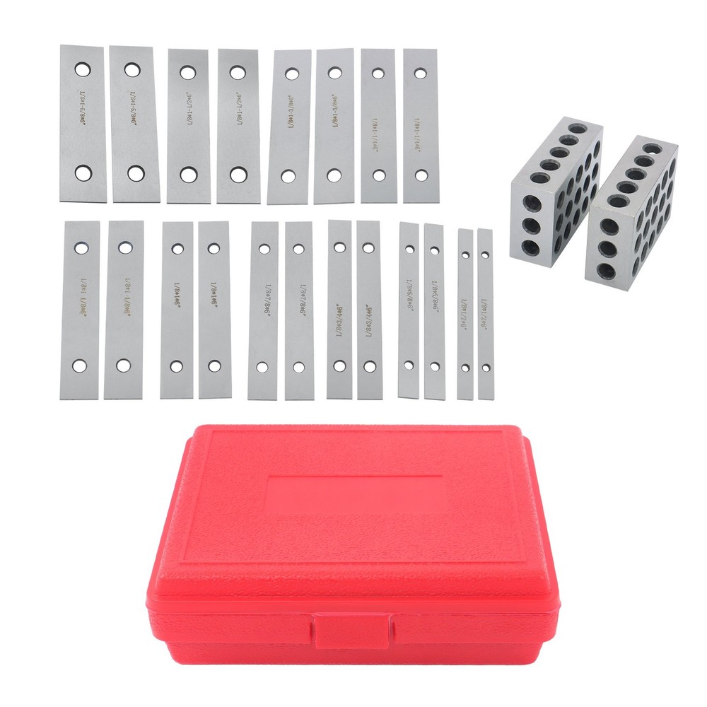 1/8" Thin Parallel Set with 1 Matched Pair 1-2-3 Blocks, 23 Holes Each
