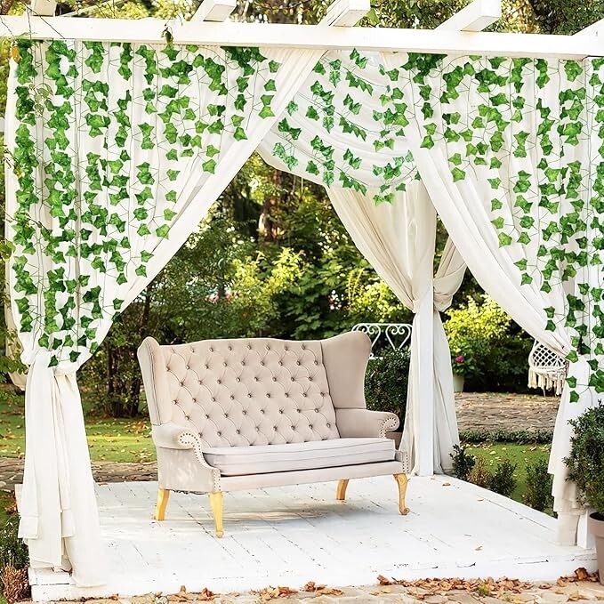 12 Strands 84FT Artificial Hanging Ivy Garland Fake Ivy Leaf Vine Home Decor USA