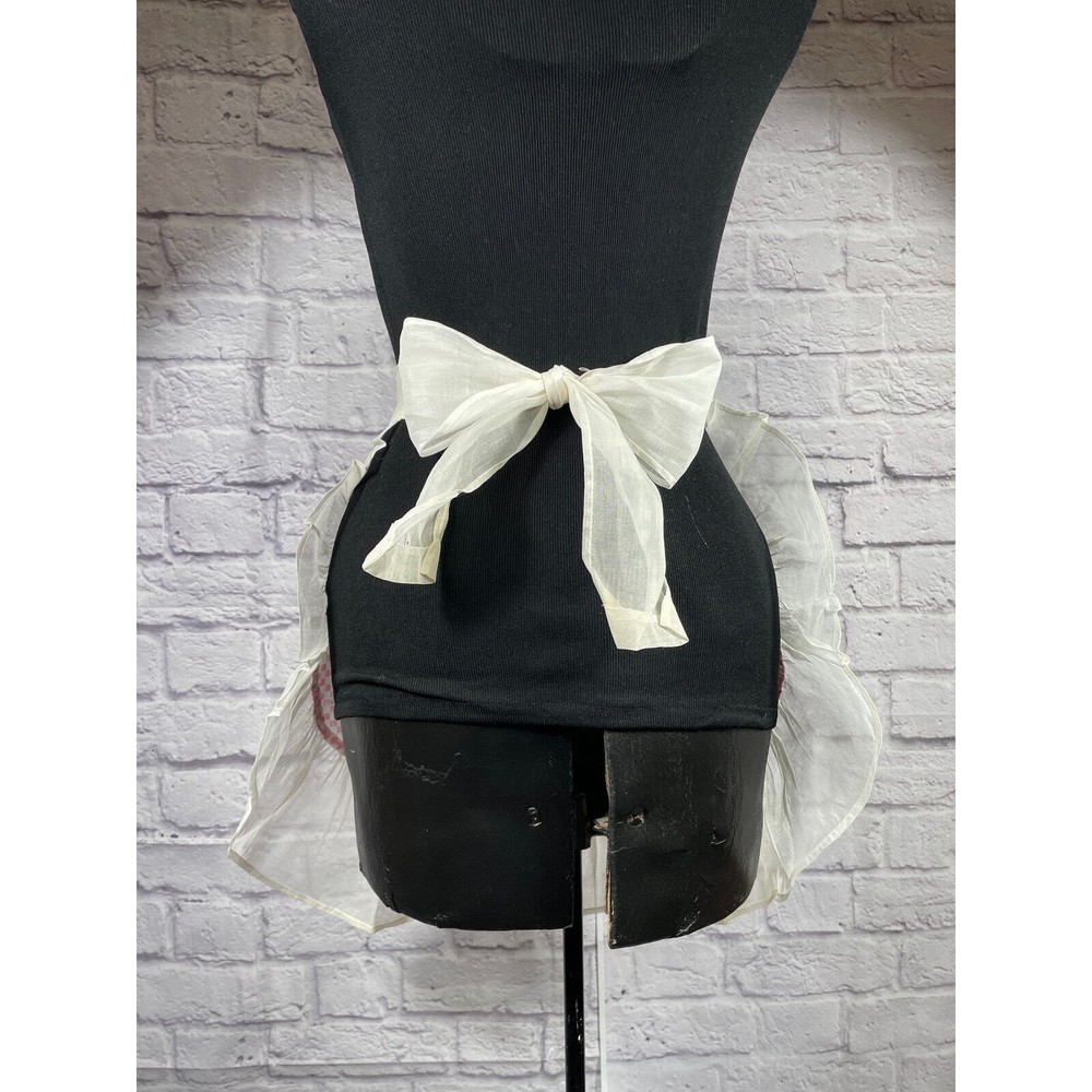 Vintage pink and white gingham hostess apron