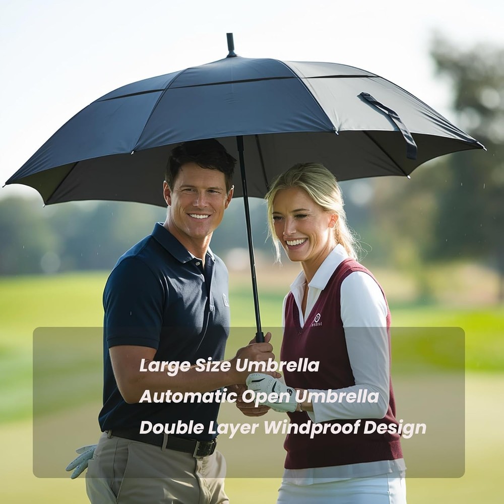 68 Inch Windproof Golf Umbrella - Double Canopy Automatic Open & Waterproof