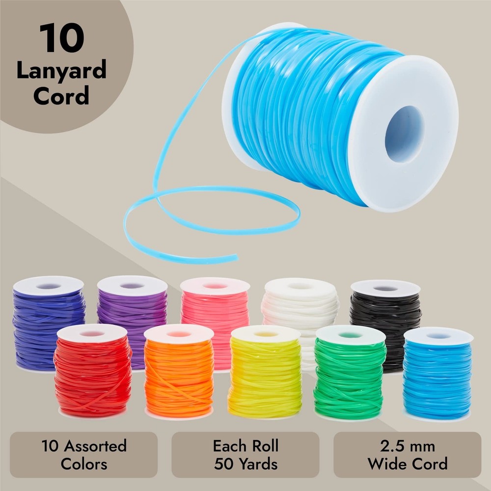 Juvale Lanyard String Kit - Neon Plastic Lacing Cord & Gimp Rainbow