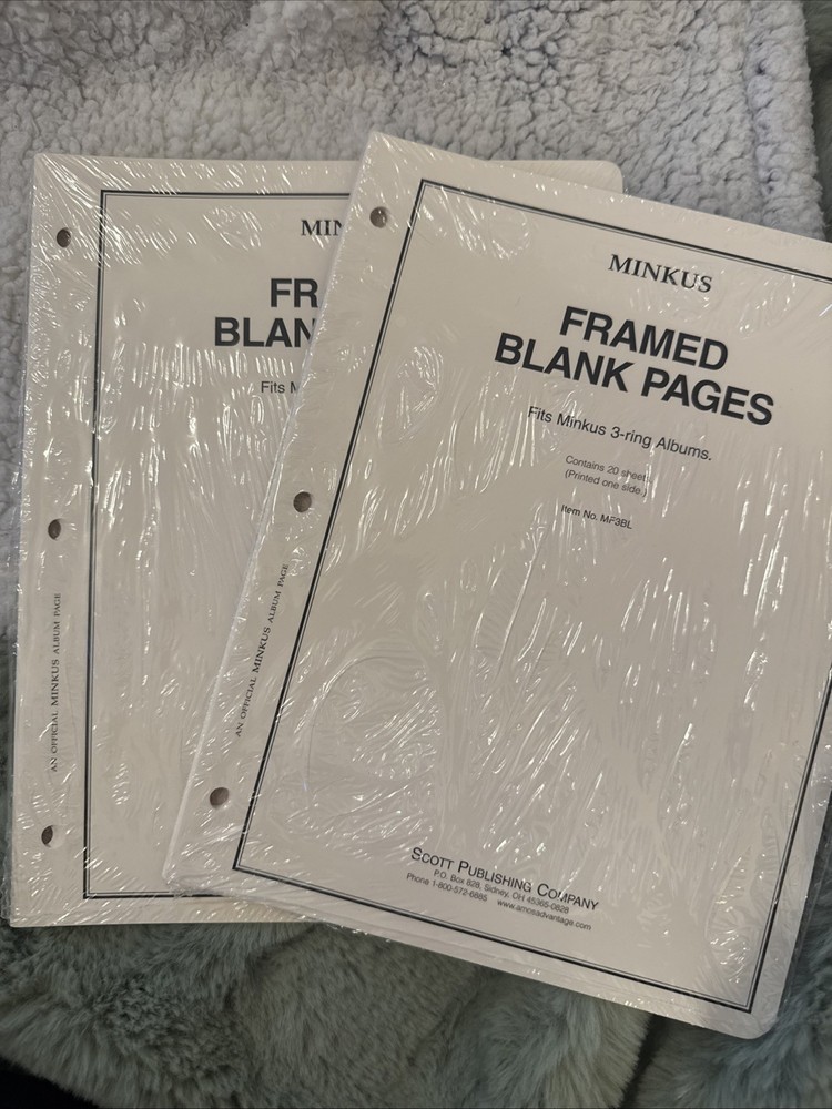 40 Pages, MINKUS BLANK PAGES 3 RING FRAMED 8 1/2 x 11 (1-SIDED) #MF3BL