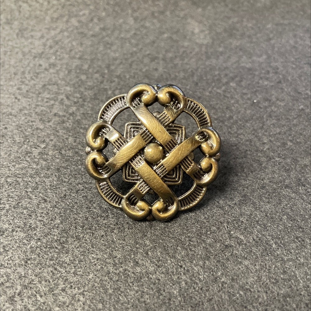(5 Pack) 1-1/2 inch Weave Pattern Knob Antique Brass