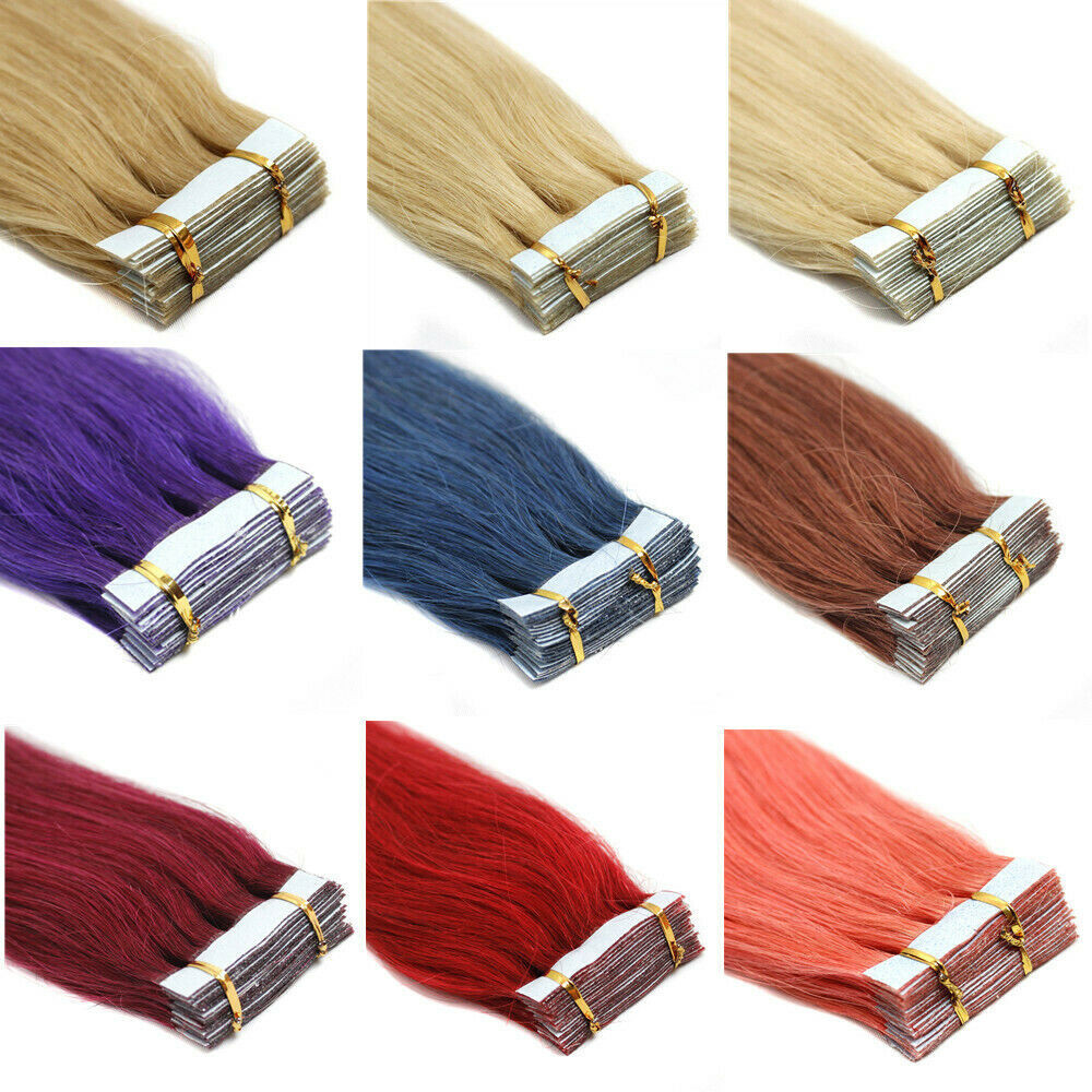 Seamless Tape in Human Hair Extensions Skin Weft Tape-on Real Thick Hair 16-26in