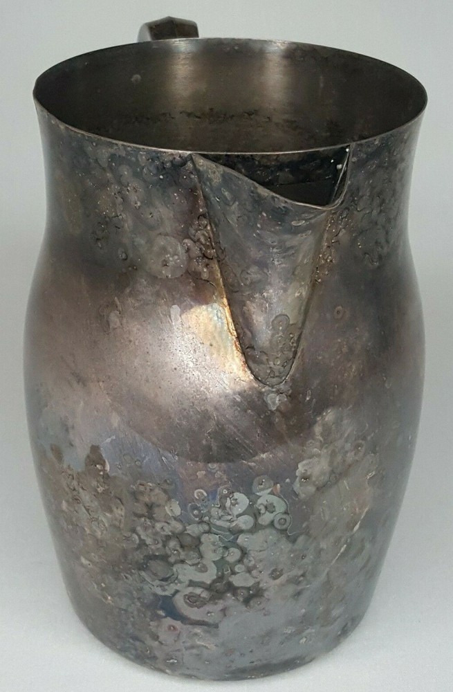 Vintage Silverplate Tarnished Pitcher 7.5" Tall