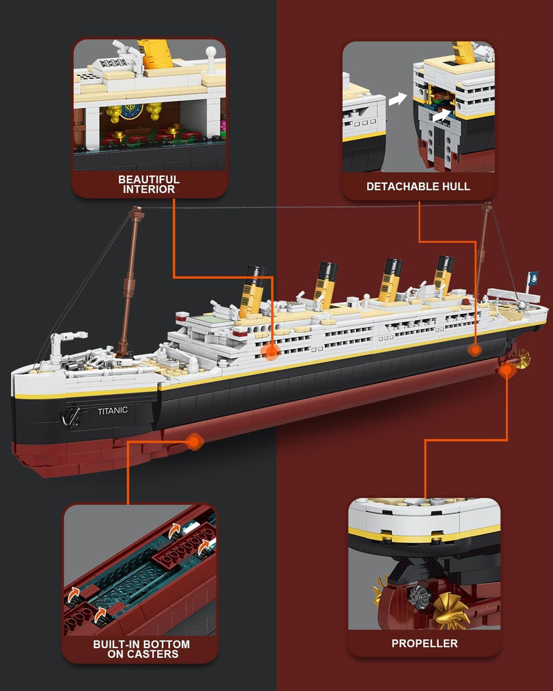 Titanic Model Building Blocks Set, 2022 Pieces Bricks, Compatible with Major Bra