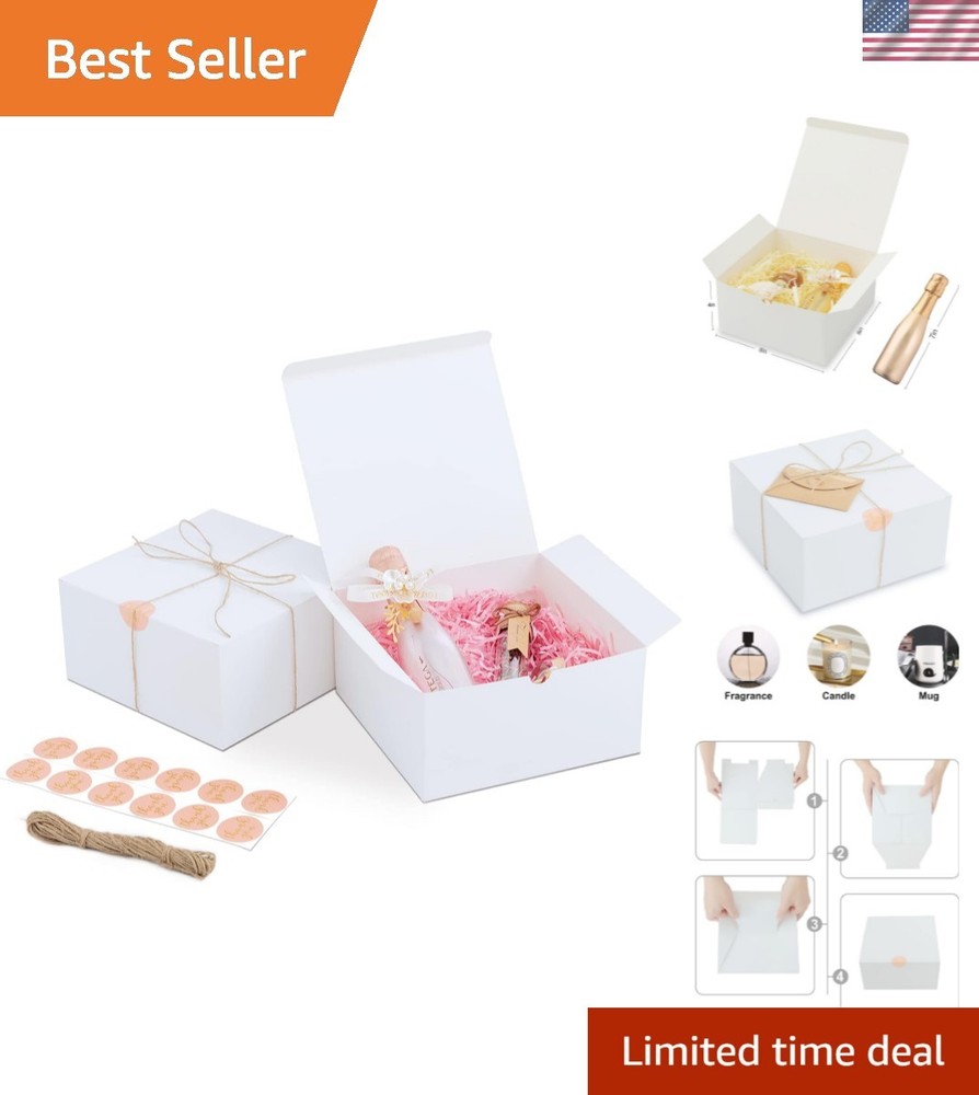 Sturdy Easy Assemble Gift Boxes - 12 White Glossy Boxes for Every Celebration