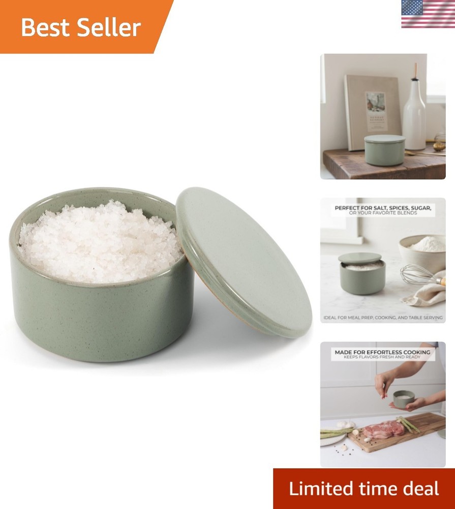 Beautiful Ceramic Salt Cellar with Lid - Spacious Container for Your Kitchen ...