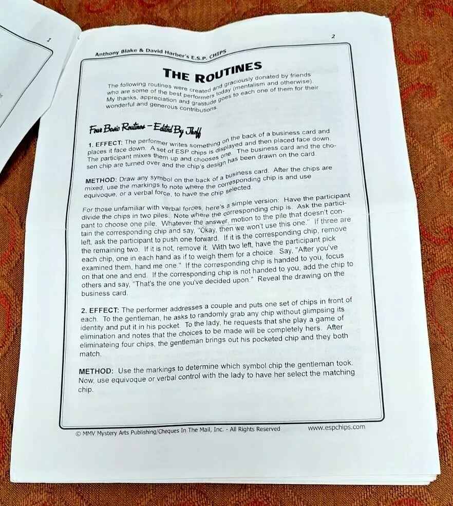 E.S.P. Chips by Anthony Blake, David Harber Magic Trick Mentalism