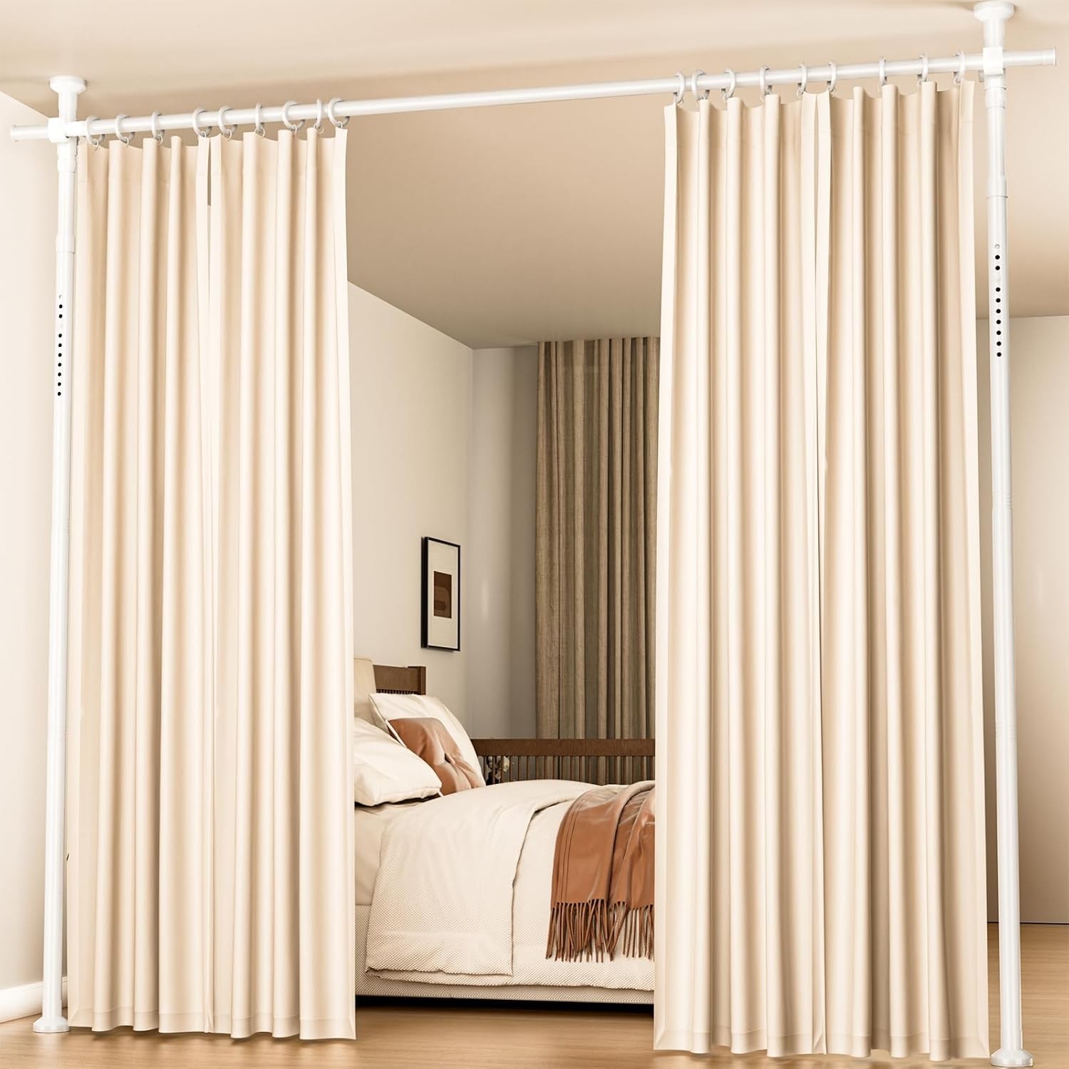 Room Divider No Drilling Curtain Rod Wall Divider Room Separation Durable Home