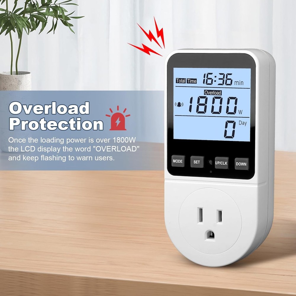 2 Pack Upgraded Watt Meter, Power Meter Plug Electricity Usage 2 Pack, White
