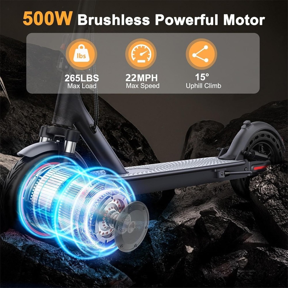 Electric Scooter, 10" Solid Tire, 500W Powerful Motor Folding E Scooter
