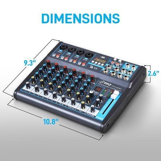 Pyle PMXU83BT Bluetooth 8 Ch. Studio / DJ Controller Audio Mixer Console System