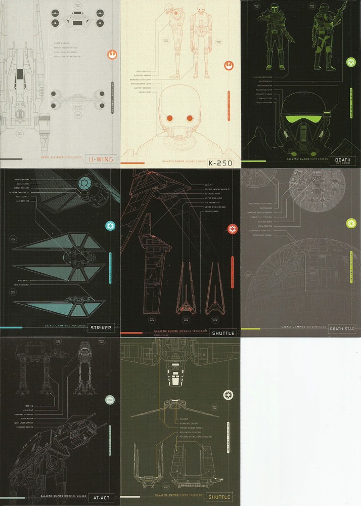 Star Wars Rogue One Series 1 ~ "BLUEPRINTS" 8-Card Insert Set