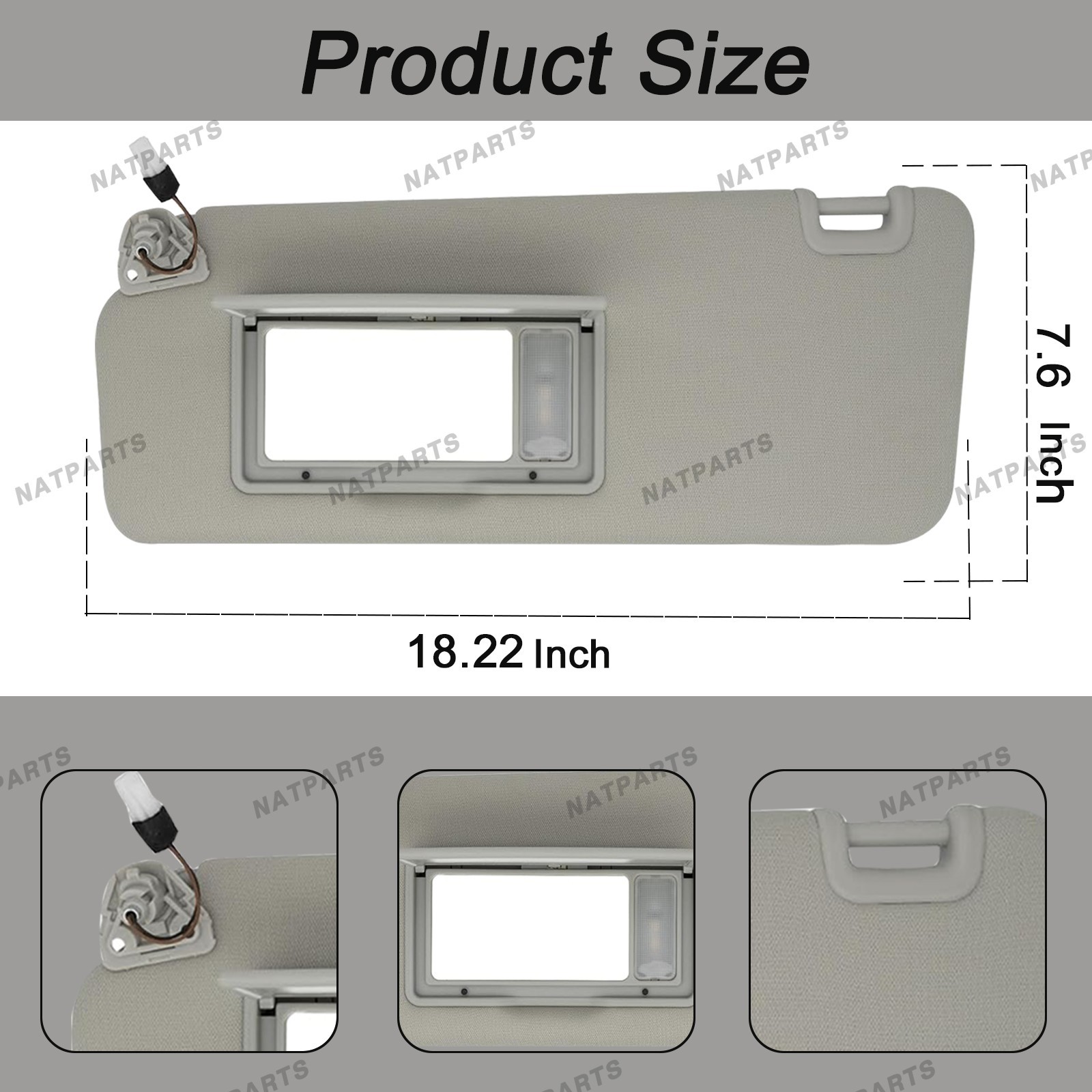 Left Driver Side Sun Visor w/ Light for Nissan Titan 2016-2024 96401-EZ70B