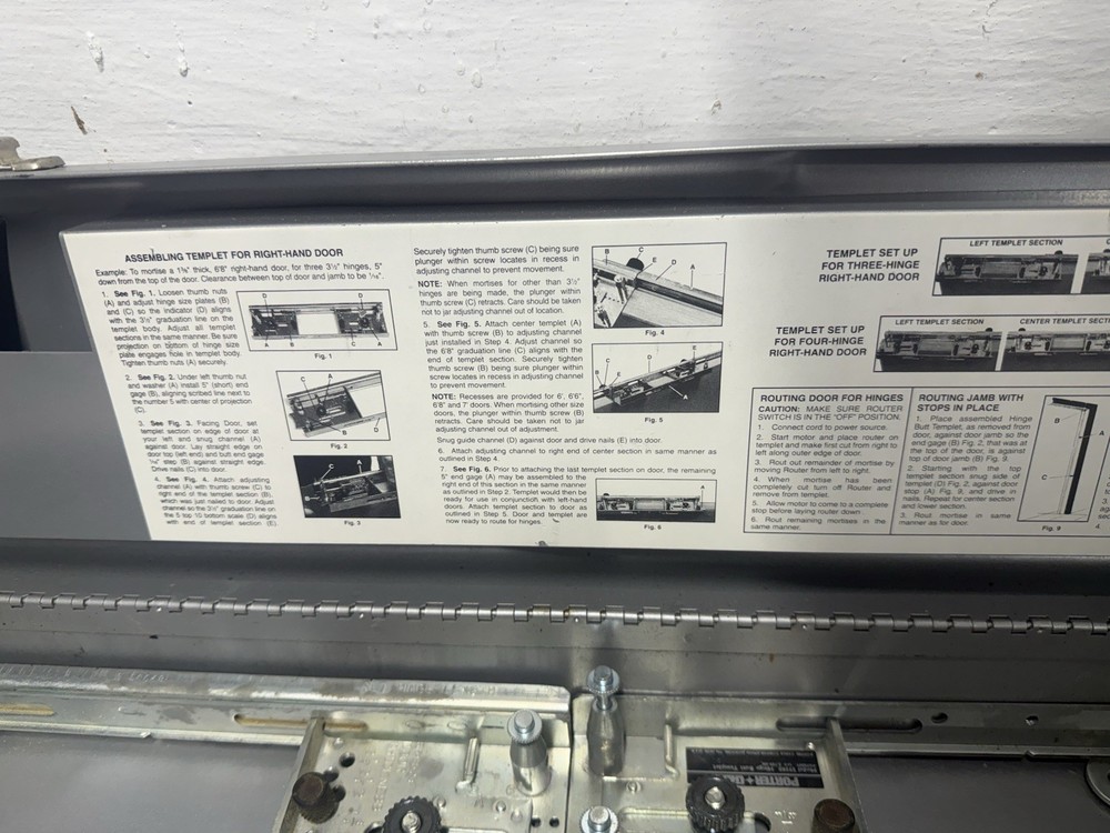 Porter Cable Model #59380 Hinge Butt Template Kit With Metal Case