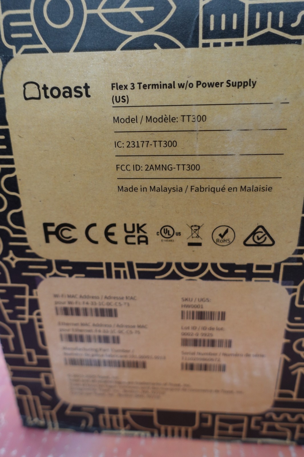 Toast Flex 3 POS Terminal TT300