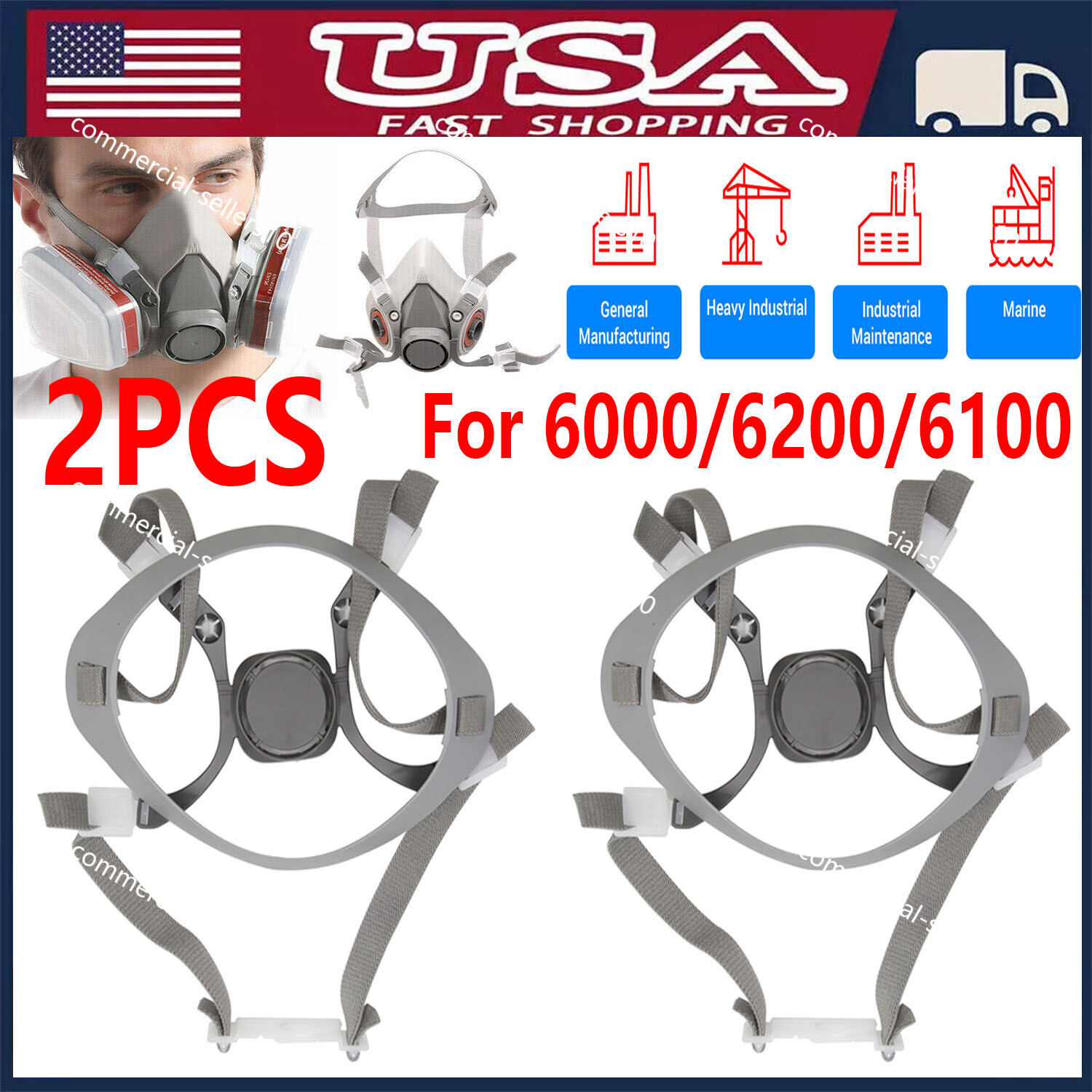 2PCS Replacement Head Harness Assembly 6281 for 6000 series 3M 6191 6291 6391