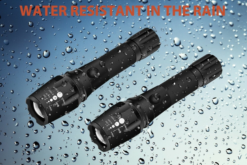 Gold Armour Rechargeable LED Flashlight with 2 Rechargeable Battery