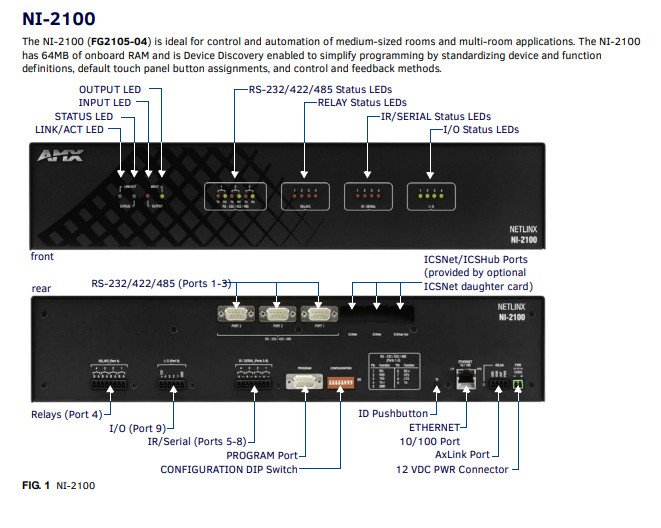 AMX NetLinx NI-2100 Integrated Rack Mount Management Controller
