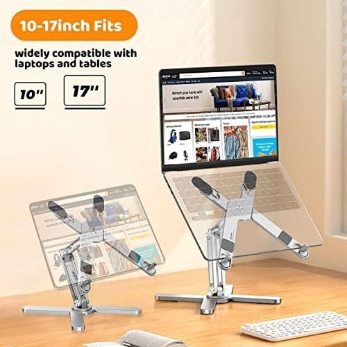 Laptop Stand with 360 Rotating Base, Computer Notebook Laptop Riser Silver