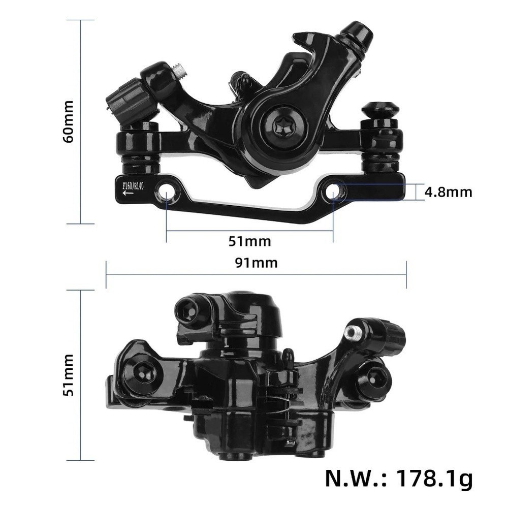 Front 160mm Disc Brake Caliper Aluminum Alloy Cable Pull for Bikes Replacement