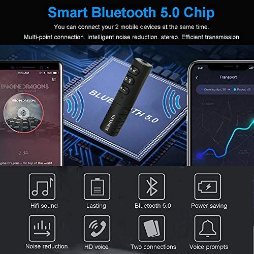 Bluetooth Audio Adapter, Portable Noise Cancelling Bluetooth 5.0 Stereo