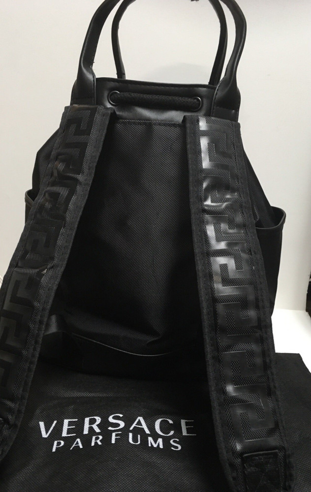 Versace Parfums Bag Backpack/ Black Drawstring Perfumes Duffle Overnight new