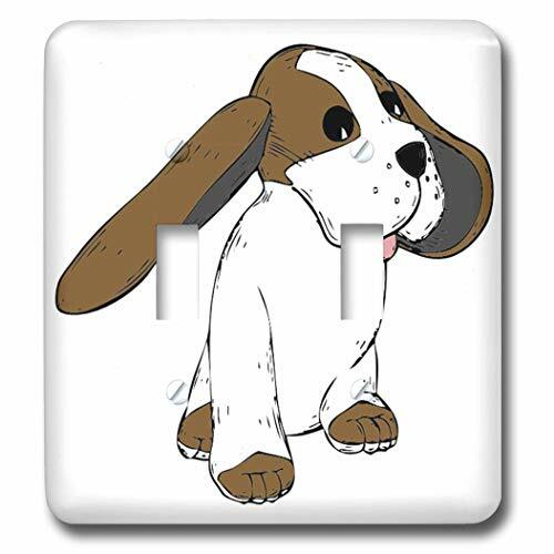 3dRose lsp_39643_2 Doggie Double toggle switch, White/Brown