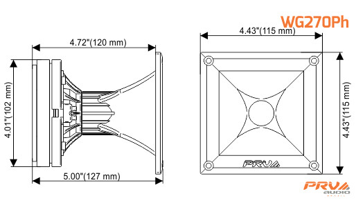 4x PRV Audio WG270Ph Compact Phenolic 2" VC Compression Driver + Horn 600 Watts