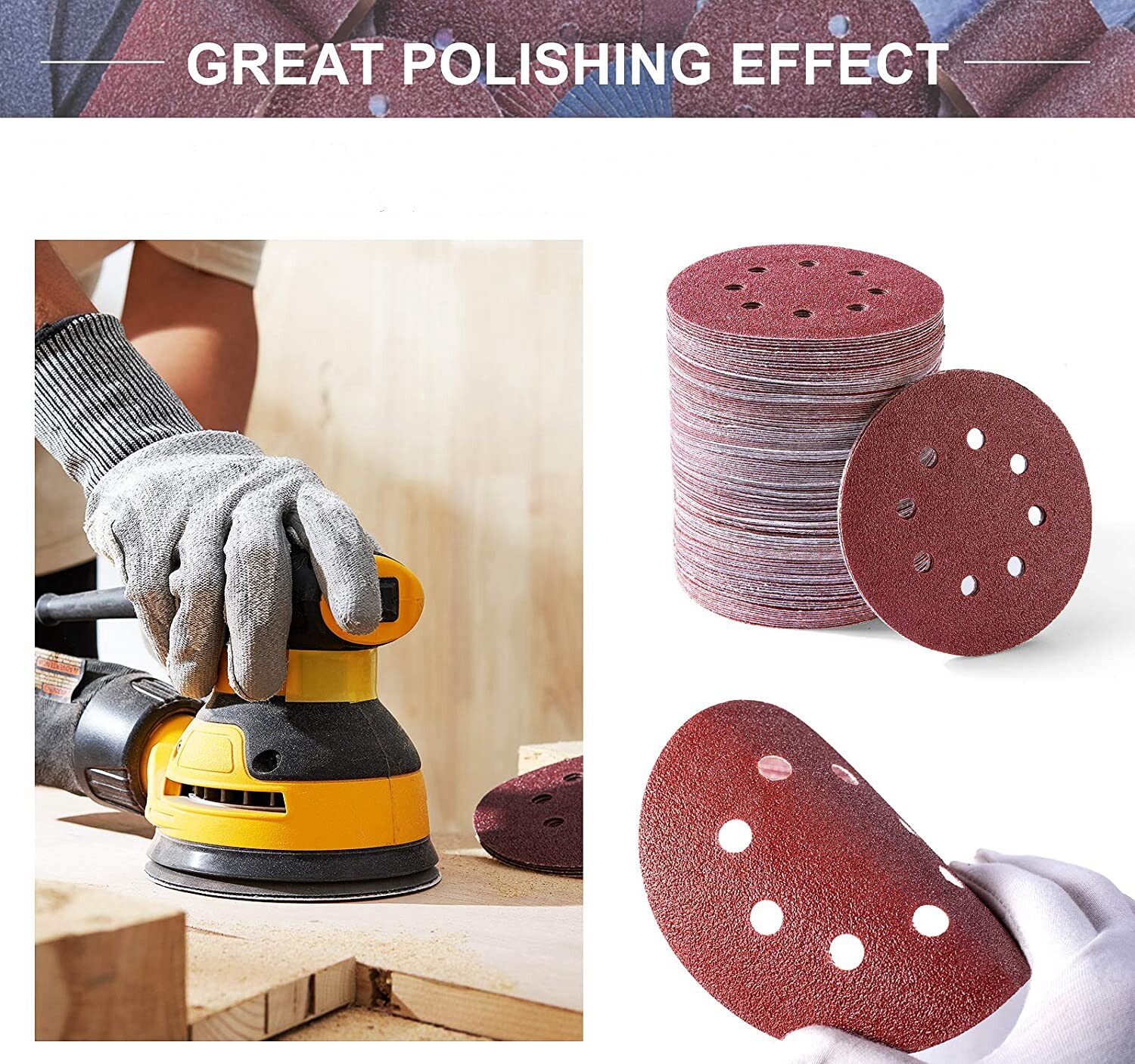 5inch Sanding Discs 40-1000 Grit Hook Loop 8-Hole Orbital Sander Paper Sandpaper