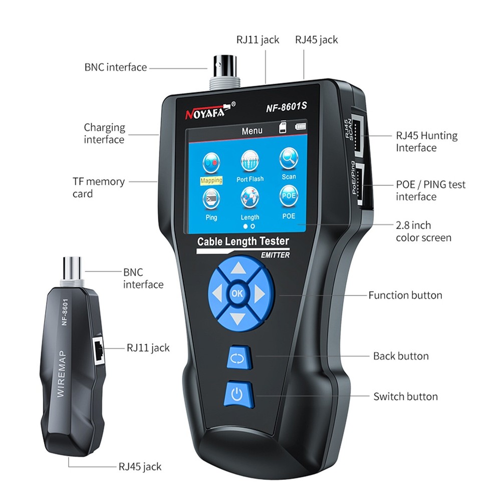 Network Cable Tester,AT278 TDR Multi-functional LCD Tracker NOYAFA NF-8601S