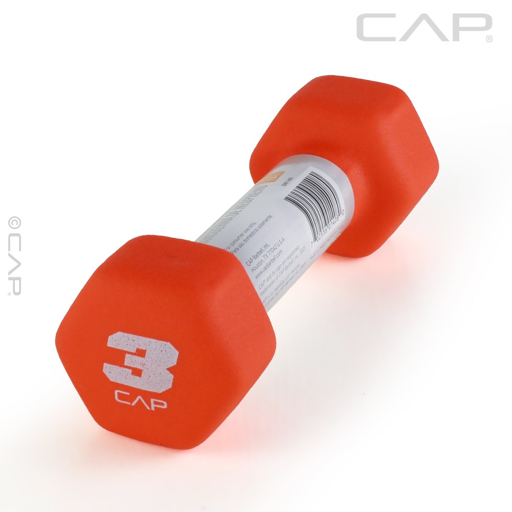 CAP, 3lb Neoprene Dumbbell, Orange, Single
