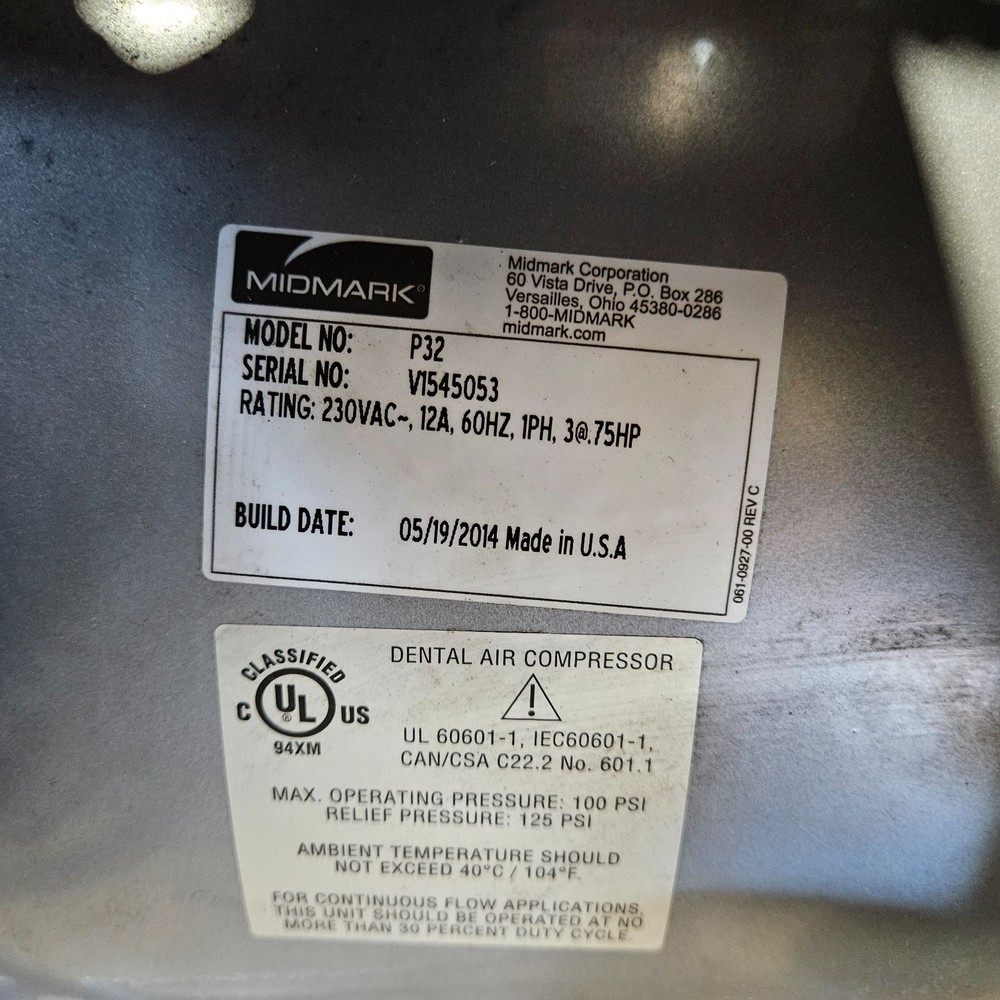 Midmark PowerAir P32 Air Compressor