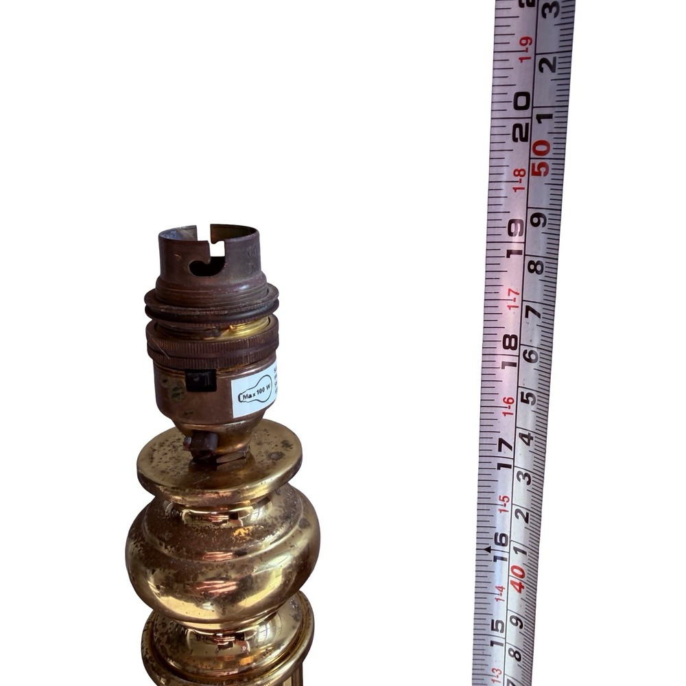 Vintage Brass Effect Table Lamp Base Column Fluted Heavy 48cm Classic