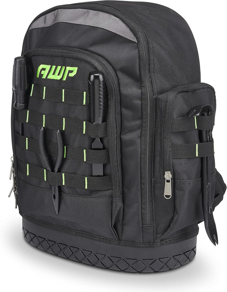 Extreme Tool Backpack, Rugged Polyester Jobsite Backpack with Waterproof Molded