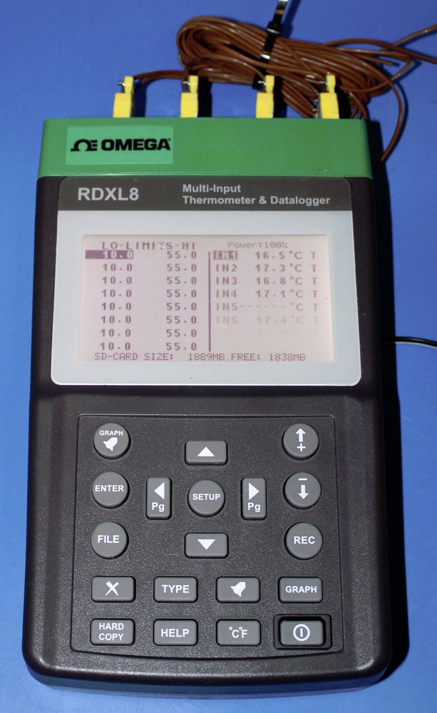 OMEGA RDXL8 8 Input Portable Thermometer Data Logger