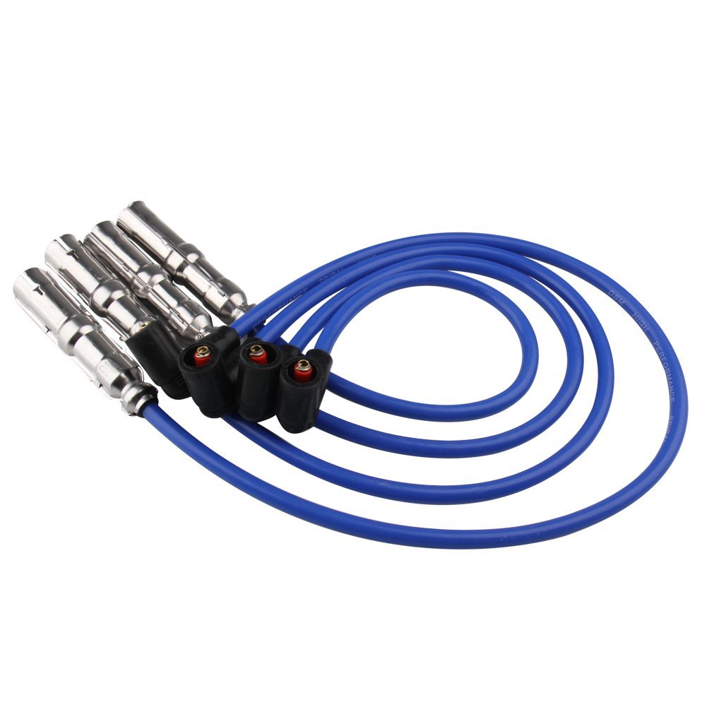 8mm 4X Spark Plug Wires Set 27588 Replace For Beetle Bora VW Golf GTI Jetta 2.0L