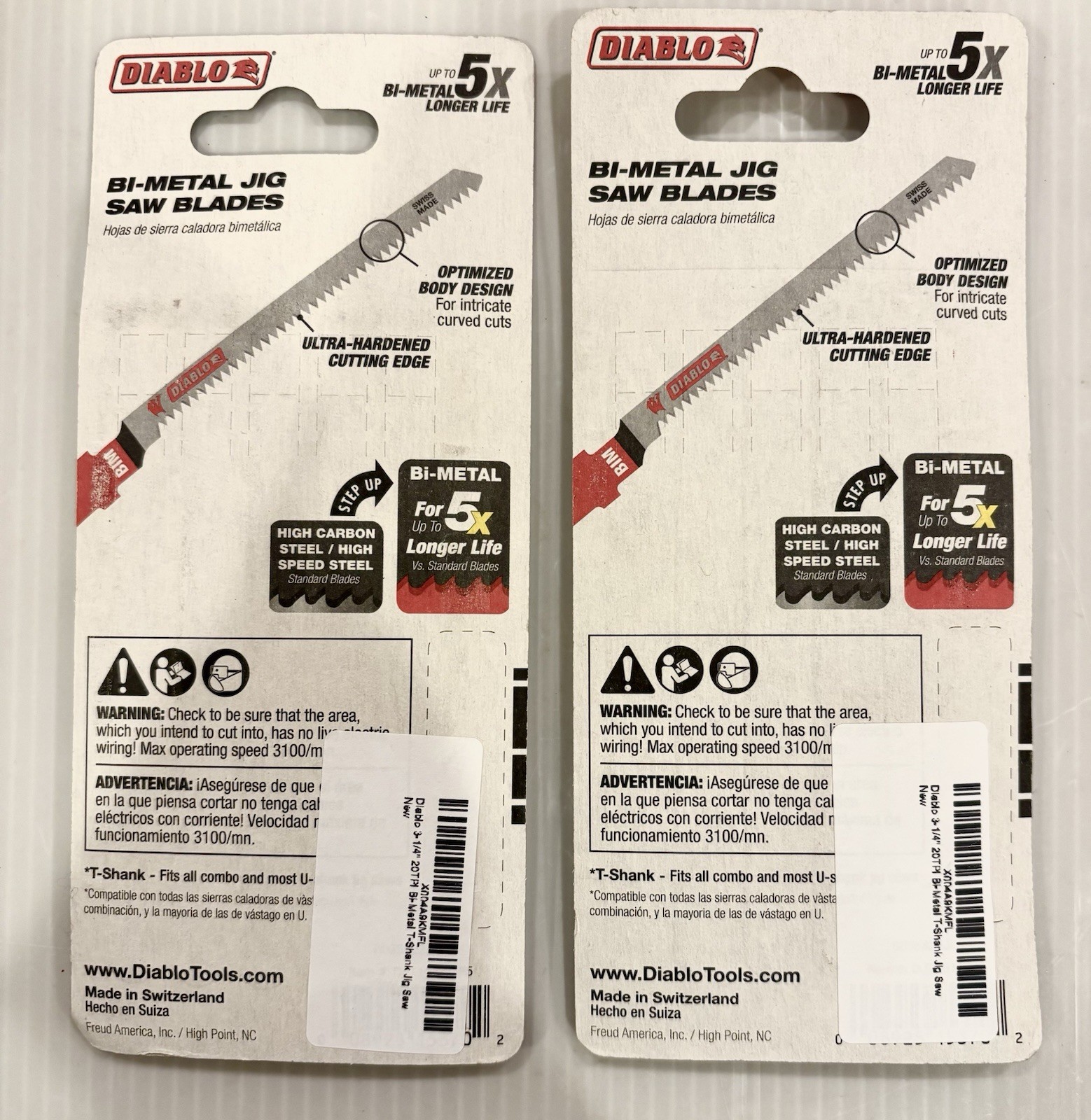 Diablo DJT101AOF5 3-1/4" 20TPI Bi-Metal Jig Saw Blades for Wood (10 Pack)