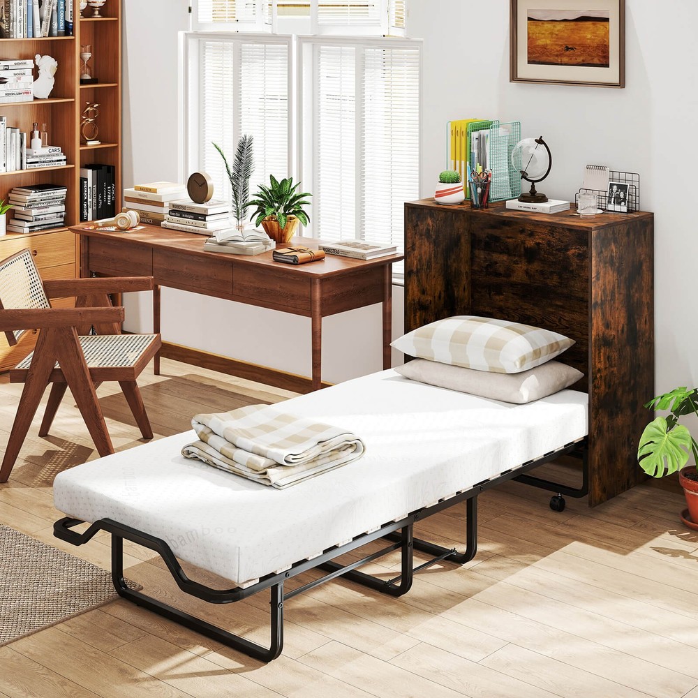 Cot Size Murphy Bed with Storage Rolling Murphy Cabinet with Foldable Bed