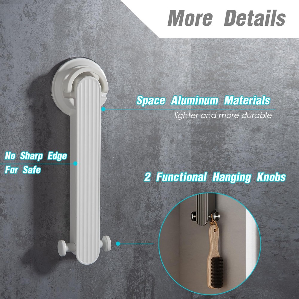 White Foldaway Clothes Wall Mounted Drying Rack with Suction Cup Retractable