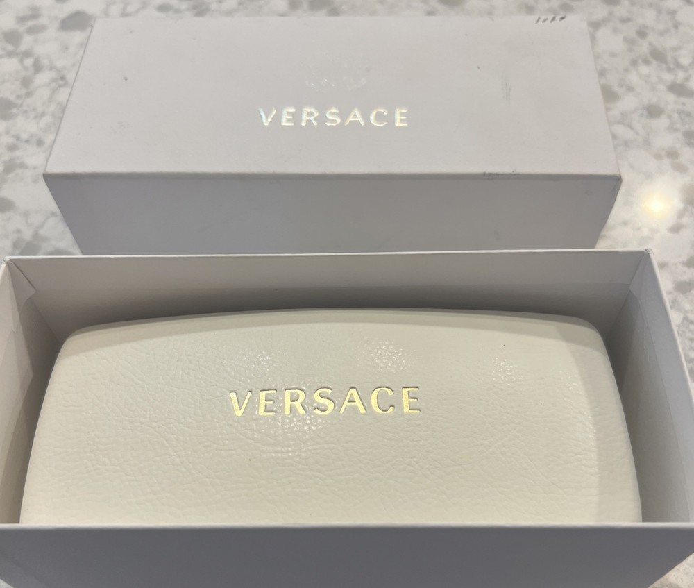 Authentic White Versace Empty Sunglass Case & Gift Box 7 X 3 X 2.5" Preowned