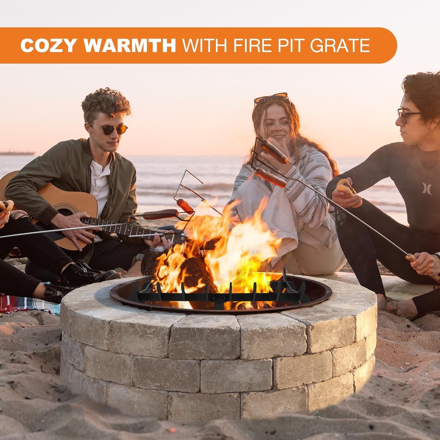 Fireplace Grates 24 Inch - Heavy Duty Steel Fireplace Rack