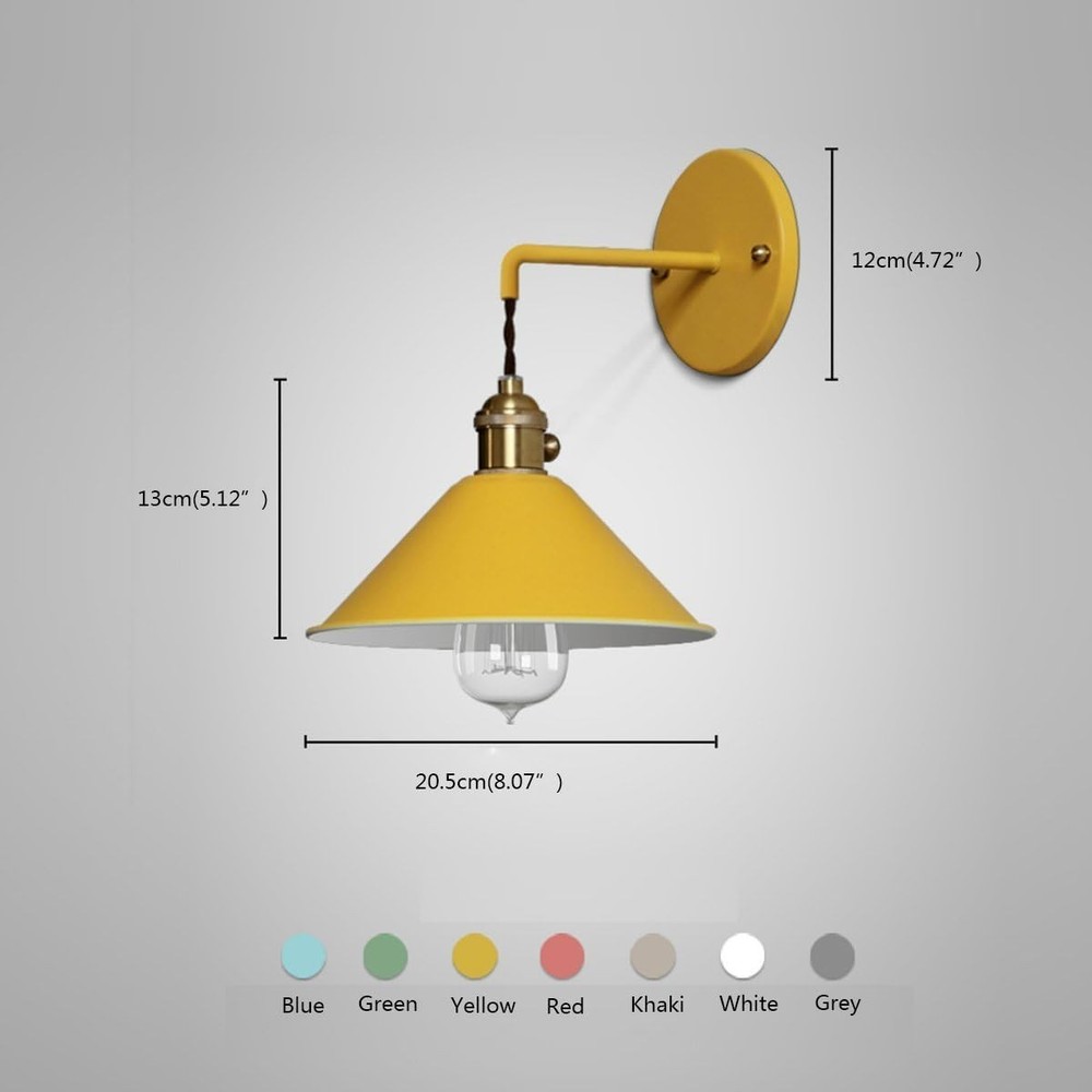 Industrial Modern Wall Sconce Yellow Metal Wall Lamp E26 Socket with Switch