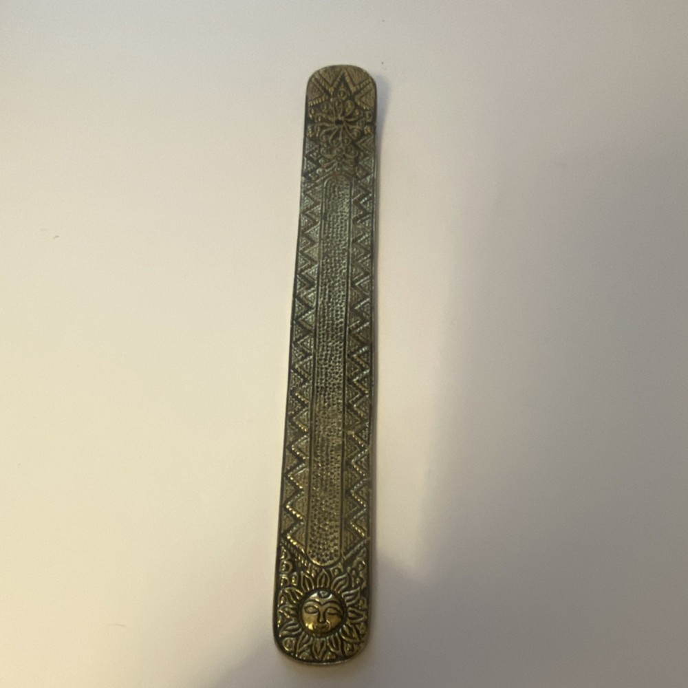 Brass Decorative Buddhist Incense Holder with Sun Motif. Solid brass