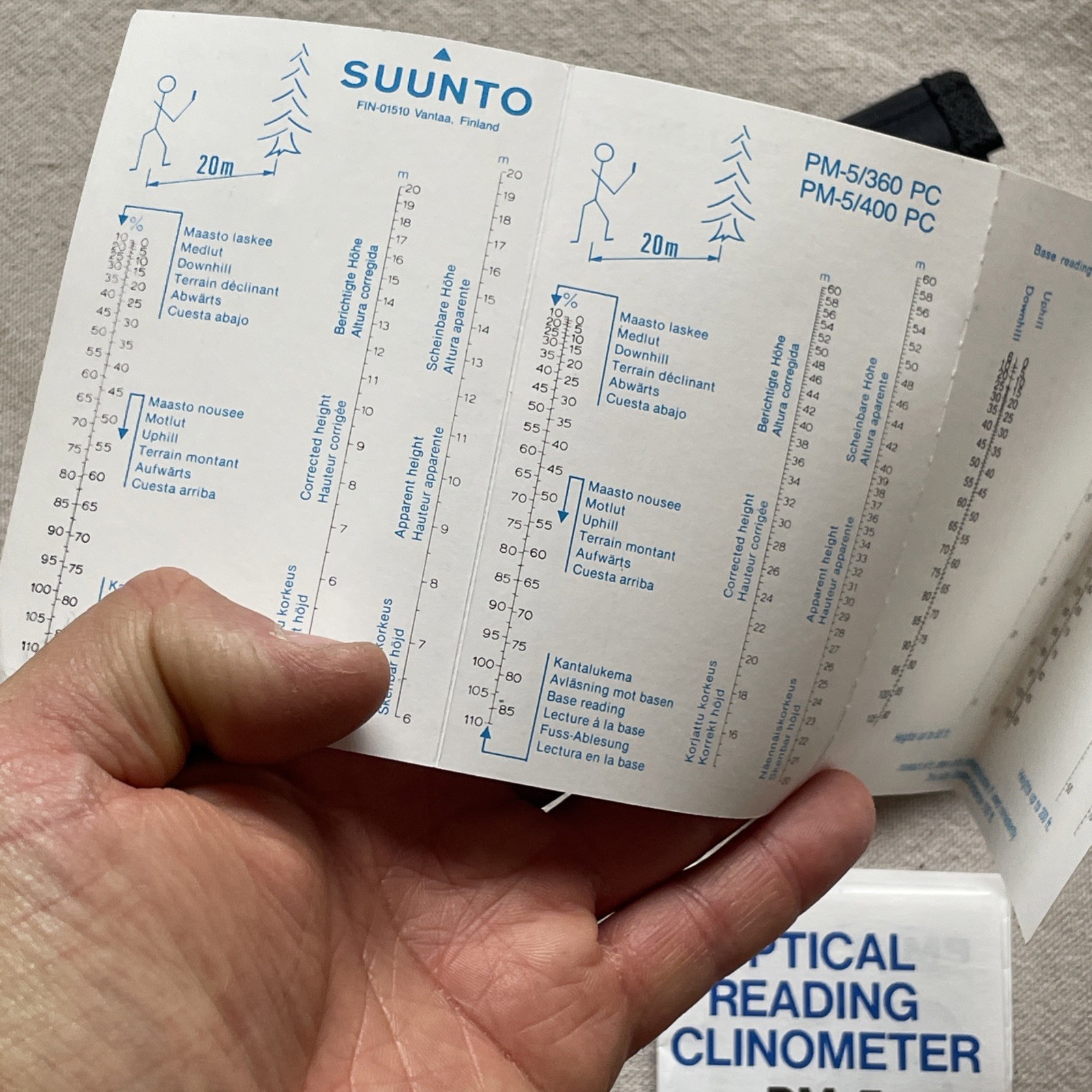 Suunto PM-5/360 PC Clinometer w/ Case Manual Instructions