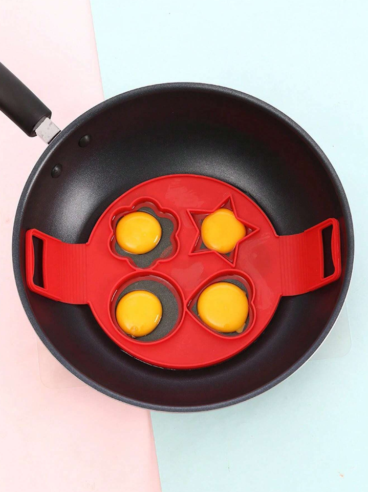 Flower Shaped 4-Cup Silicone Egg Frying Pan Mold Nonstick Kitchen Tool