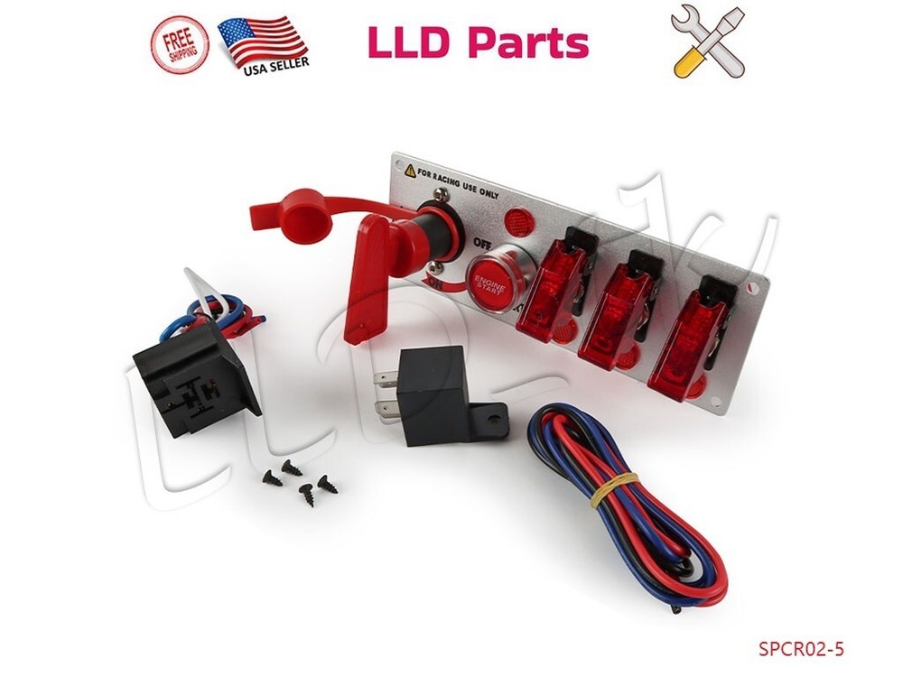 5 Gang Ignition Racing Car Switch Panel Engine Start Push Button LED Toggle