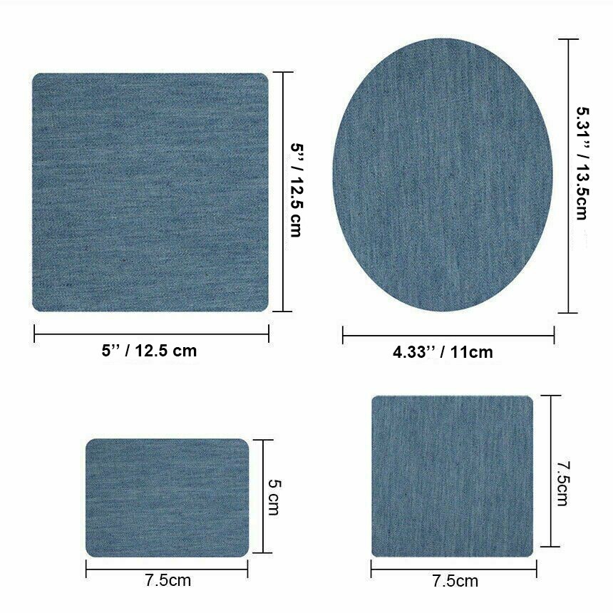 5 Colors DIY Iron on Denim Fabric Patches for Clothing Jeans Repair Kit（20pcs ）